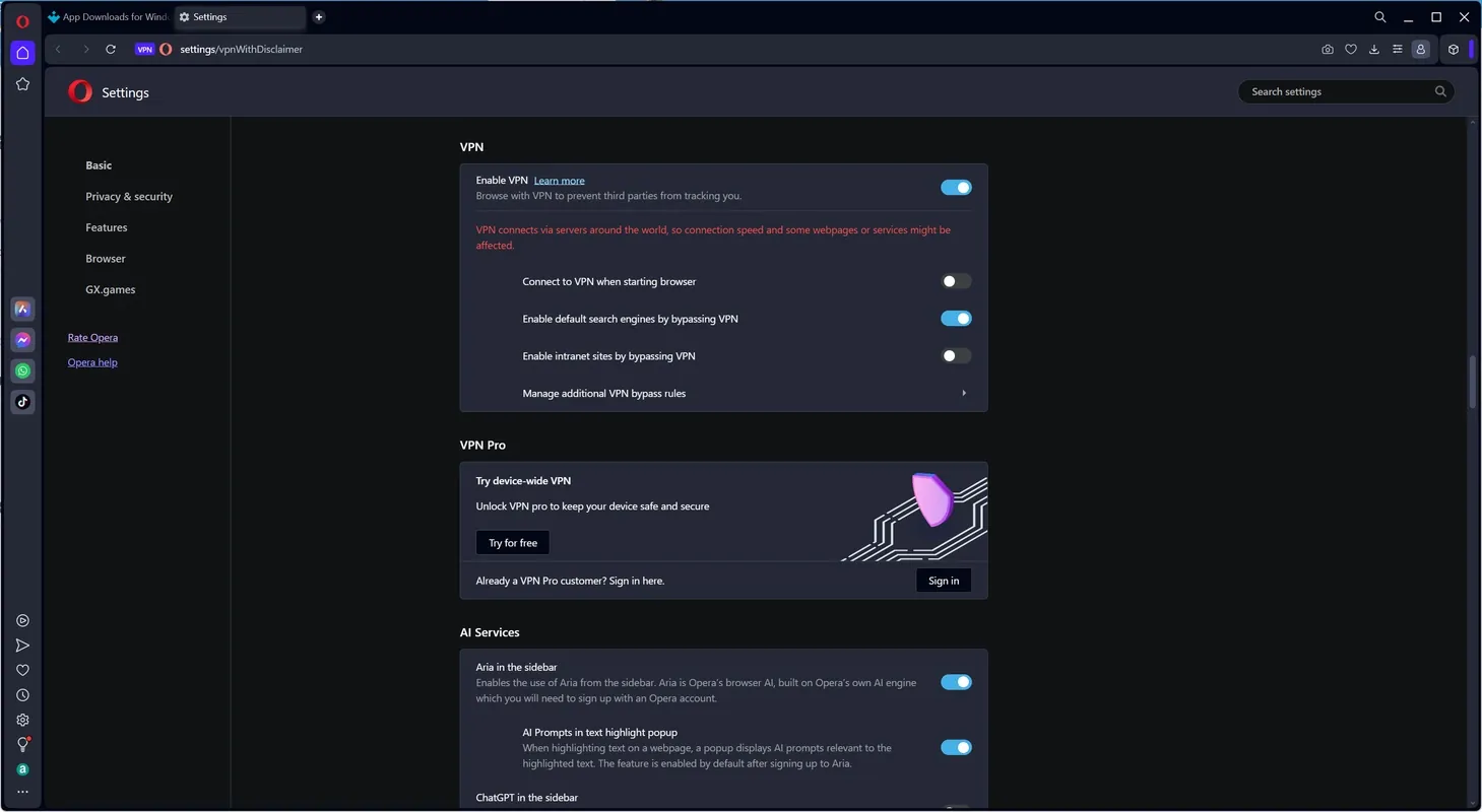 Скриншот Opera для Desktop Windows 1